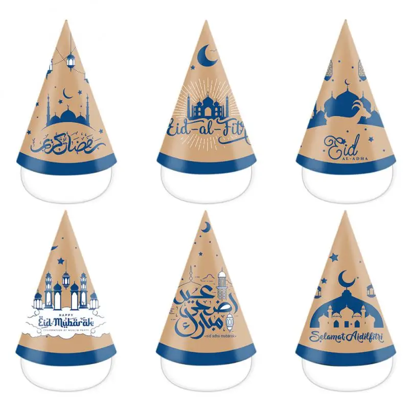 

6/12/18pcs Ramadan Party Decor Hat Holiday Party 3d Paper Hat Ramadan Party Chic Party Cap Star Moon Castle Photo Props