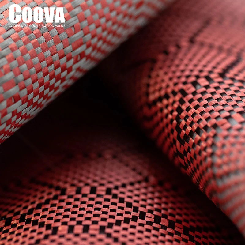

Carbon Fiber Fabric 3K Red Kevlar & Carbon Fiber Cloth Hexagonal Honeycomb Weave Fibra De Carbono Kevlar Jacquard Use For DIY