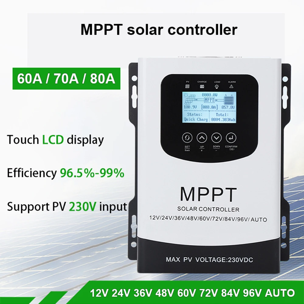 

50A 60A MAX 230VDC Solar Controller MPPT PV Regulator Auto Match 12V 24V 48V 60V 72V 96V For Lifepo4 Lithium GEL Lead Acid