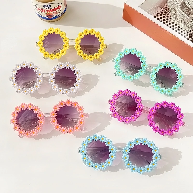 

Summer Kids Sunglasses Children Round Flower Sunglasses Girls Boy Baby Sport Shades Glasses UV400 Outdoor Sun Protection Eyewear