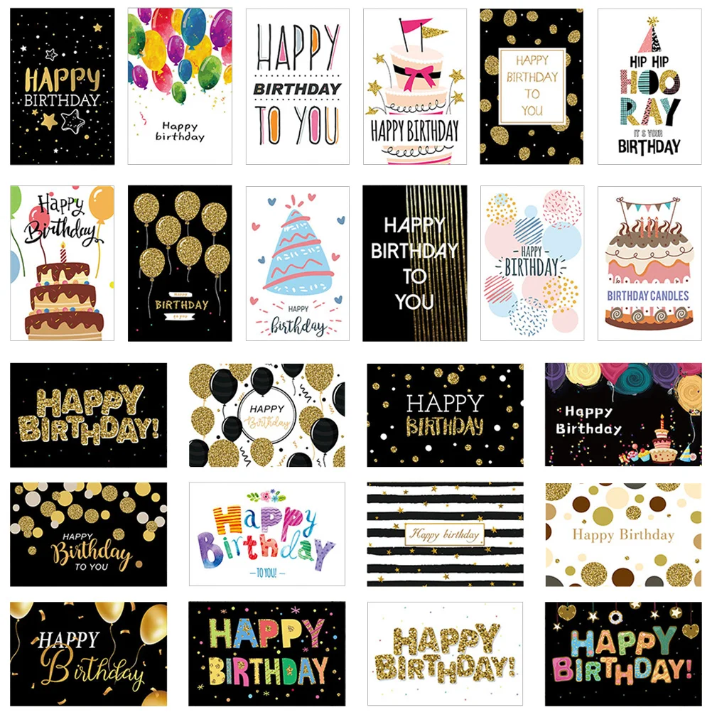 

24 Pcs Birthday Favors Adults Paper Greeting Card Aldult Foldable Blessing Kids Cards