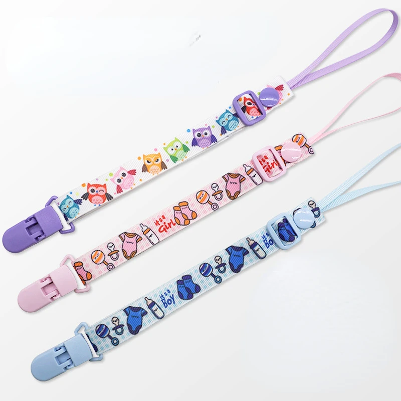 

Baby Pacifier Clips Chain Teethers Soothing Teething Toys Dummy Nipples Holder Anti-drop Rope Cartoon Print Webbing Adjustable