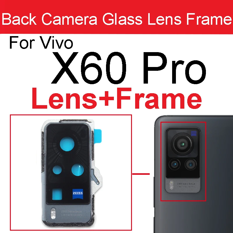 Стеклянная крышка объектива задней камеры для Vivo X50 X60 Pro X50 X60 Pro Plus X51 5G, рамка объектива задней камеры, кронштейн, наклейка, ремонт (art.: 3920d1aacb50d) - 3920d1aacb50d