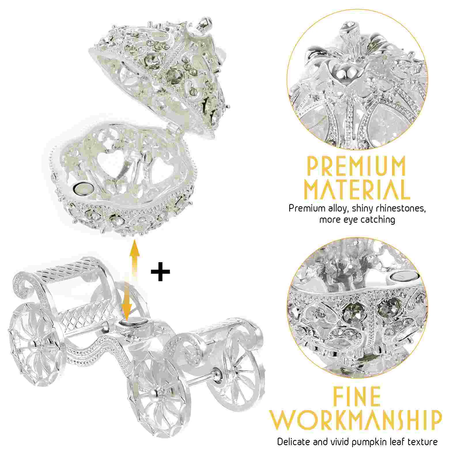 

Pumpkin Car Decoration Rhinestone Carriage Centerpiece Adornment Trinket Box Jewelry