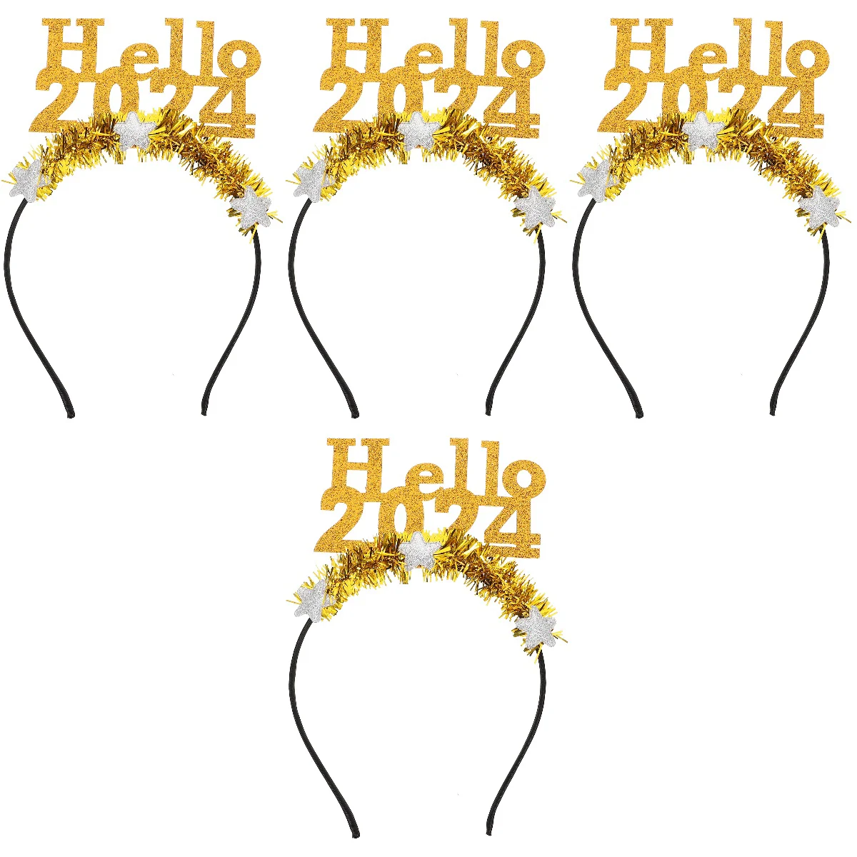 

4 Pieces Hair Jewelry Creative Hairband Metallic Line Party Costume Accessories 2024 Hairbands New Year Ornament Student