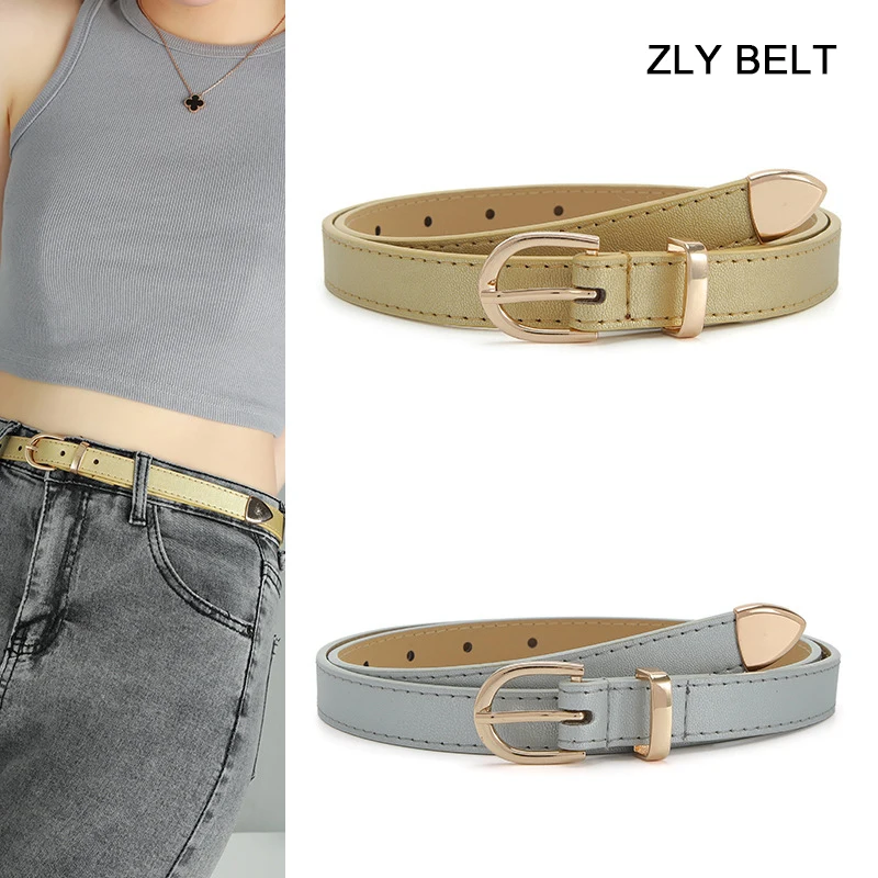 ZLY 2022 New Fashion Belt Women Men Versatile Colorful PU Leather Material Alloy Metal Oval Pin Buckle Luxury Casual Style Belt