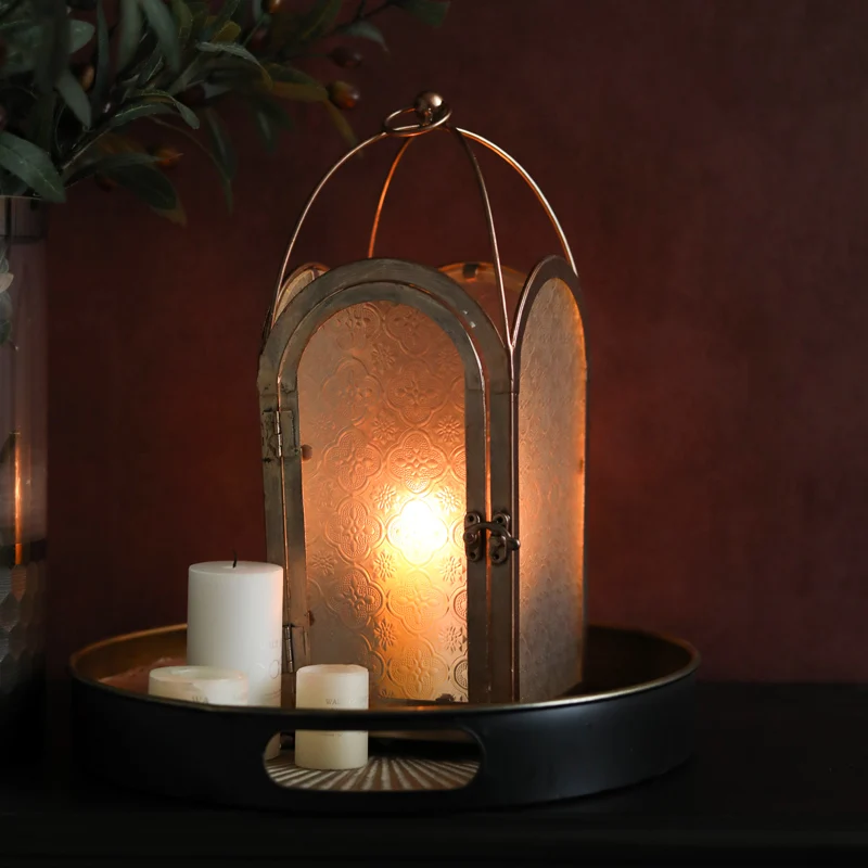 

Glass Wrought Iron Metal Candle Holder Retro Candlestick European Wedding Table Decoration Decorazioni Casa Household Goods