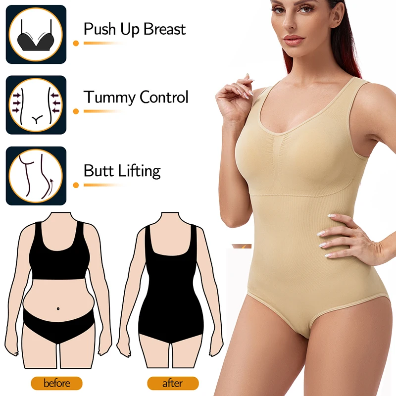 Women Shapewear Bodysuit Seamless Tummy Control Waist Trainer Thong Body Shaper Fajas Colombianas Slimming Underwear Skims