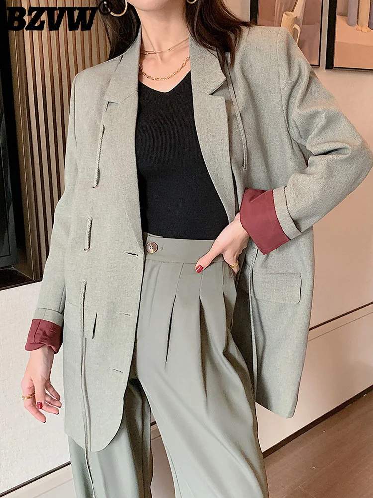 

BZVW Niche Vintage Designer Blazer For Women Coat 2023 New Trend Loose Temperament Long Sleeve Casual Suit Jacket Female 25X2610