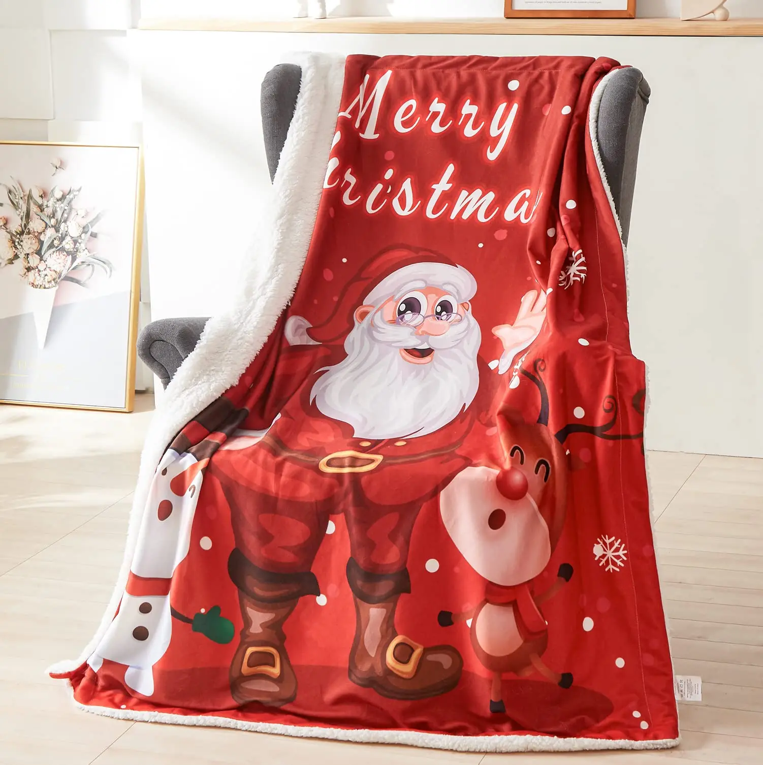 

Throw Blankets Merry Christmas Santa Cute Cat Blankets for Bed Couch Lightweight Thin Bedding Throws Queen Size New Year Fleece