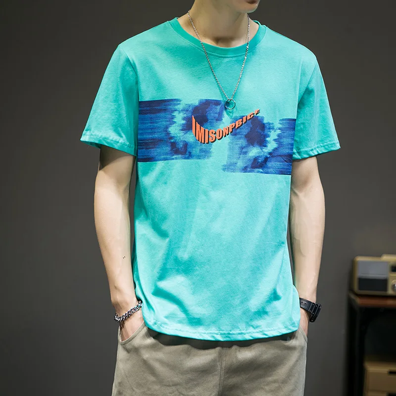 

small neckline pure cotton short sleeve bottoming shirt with white body T-shirt for men and women with pure black loose T-shirt