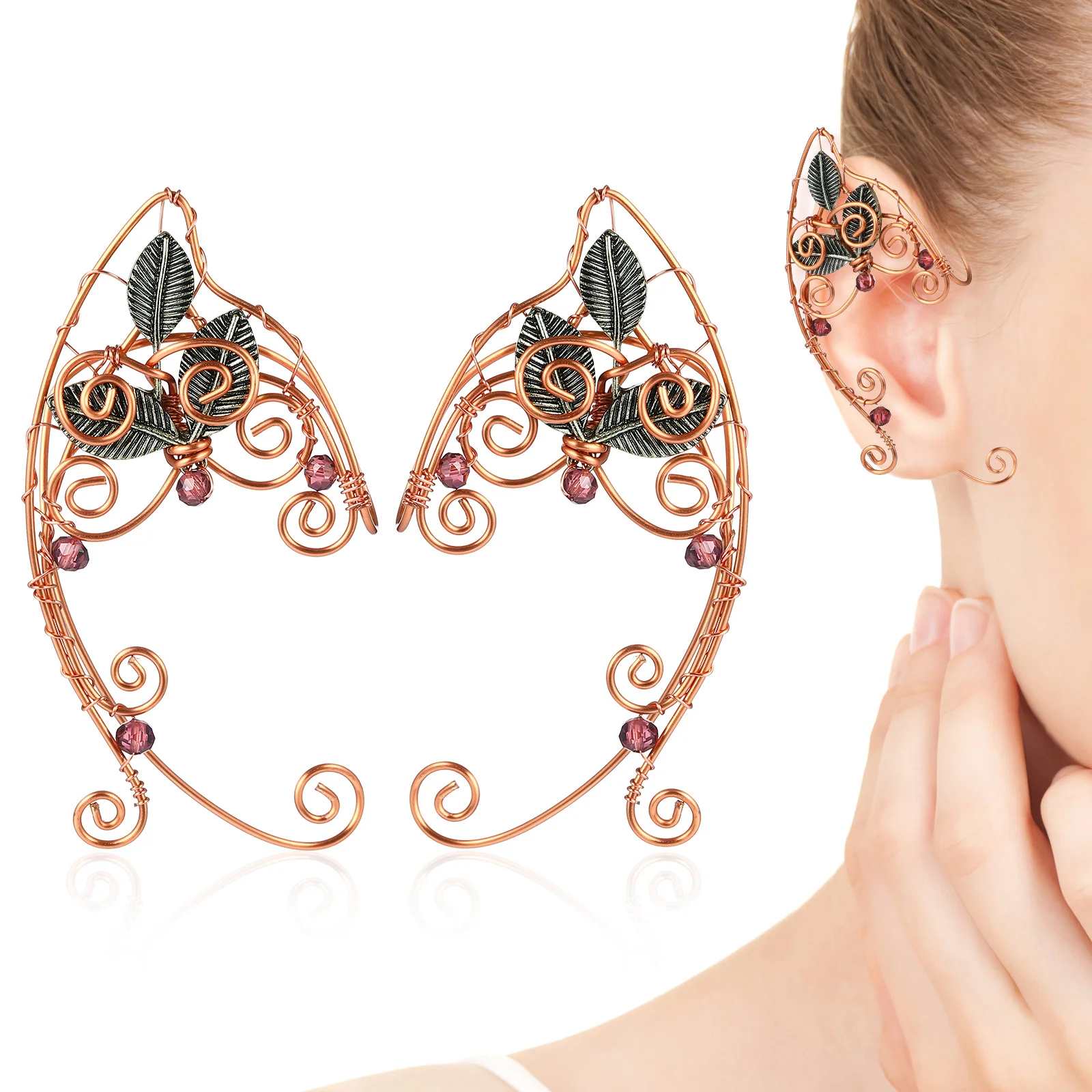 

Elf Ear Clip Earrings Women Orrous Wrap European American Alloy Ears Cuffs Non- Miss Accessories