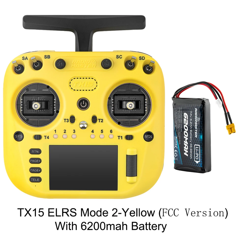 RadioMaster TX15 ELRS Yellow + 6200mAh 2S battery