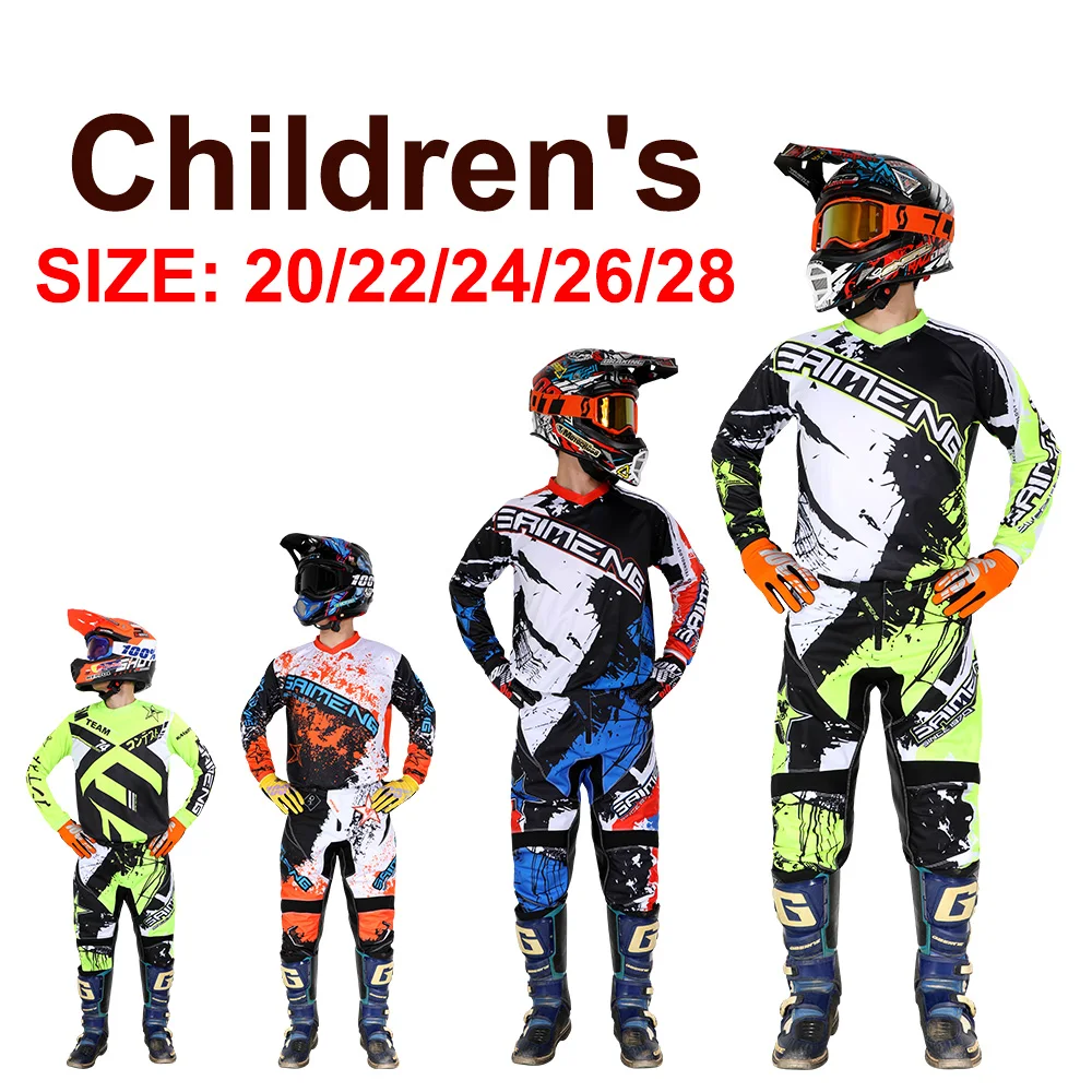 Youth Jersey Pant Combo for Kids MX Motocross Gear Set Children Racing Suit Off-road Dirt Bike MTB ATV MOTO clothing kits 20/22