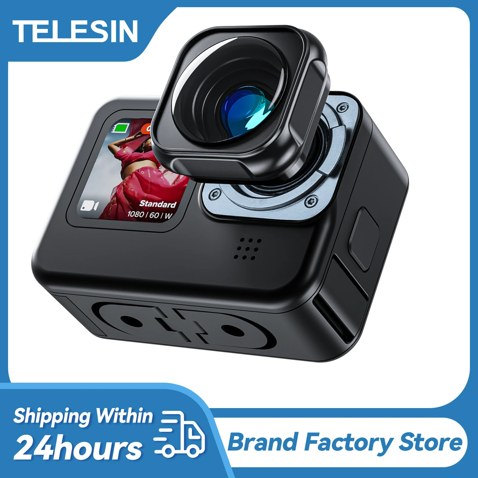 Купи TELESIN Lens Mod For GoPro11 10 9 Max Ultra-wide Angle 155 Degree Max With 2 Protect Covers Action Camera Black Accessories за 2,584 рублей в магазине AliExpress