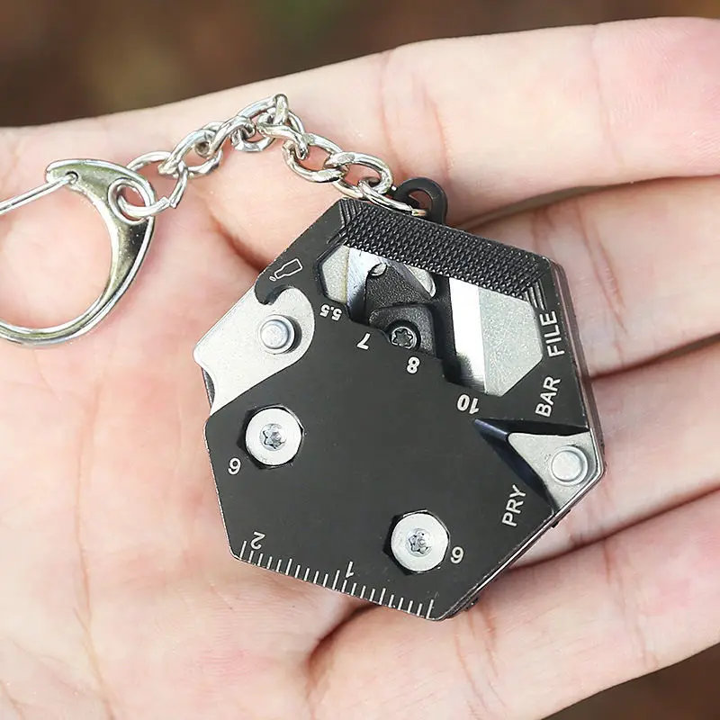 

Pocket Knife Keychain Screwdriver Multifunctional Hexagon Coin Outdoor EDC survival Tool Folding Fold Mini coltello Gear Pee
