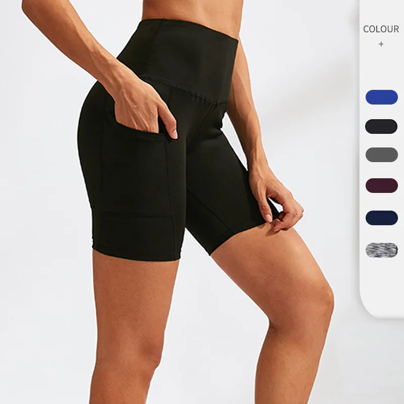 

Fitness Shorts With Pokcets Elastic High Waist Gym Wear Bottoms Quick Dry Sporty And Rich Shorts Soft Comfortable Track Suits