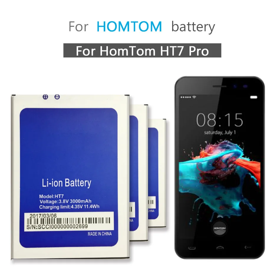 Аккумулятор HT 7 на 3000 мА · ч для телефона Homtom HT7 и PRO HT7PRO высококачественные сменные