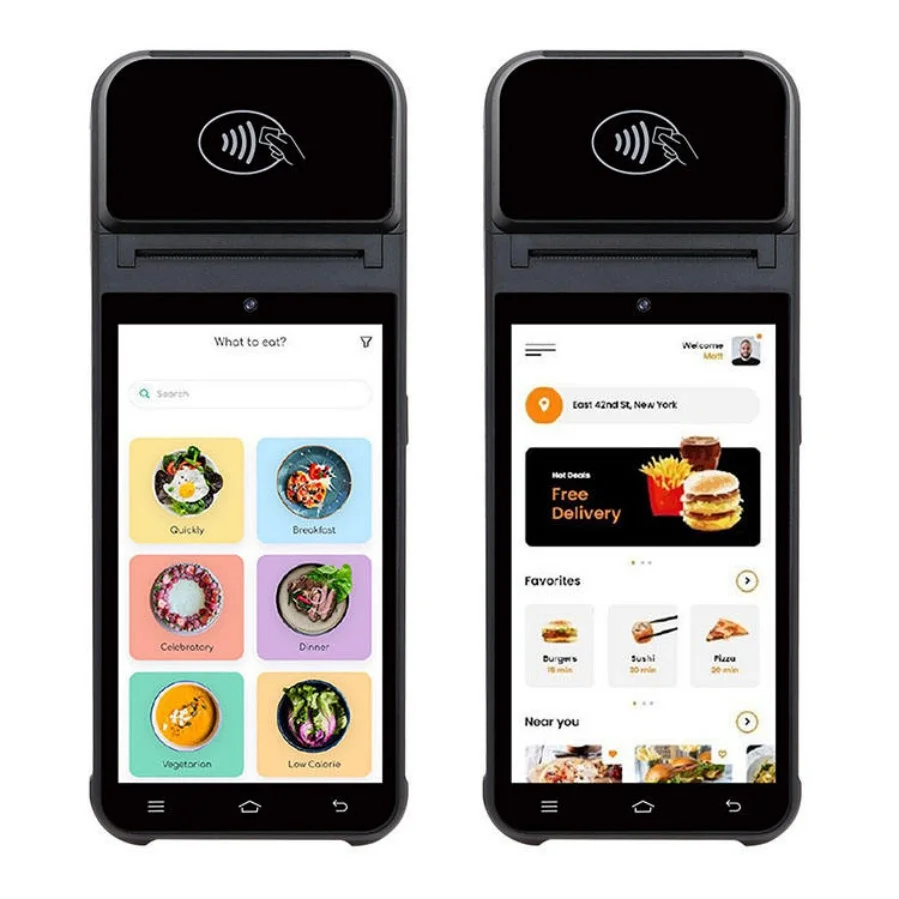 Фото 5,5-дюймовый портативный POS-терминал на Android 14 с 2D-сканером QR-кодов, NFC, Bluetooth, 4G, WiFi для управления логистикой в ресторанах. №3