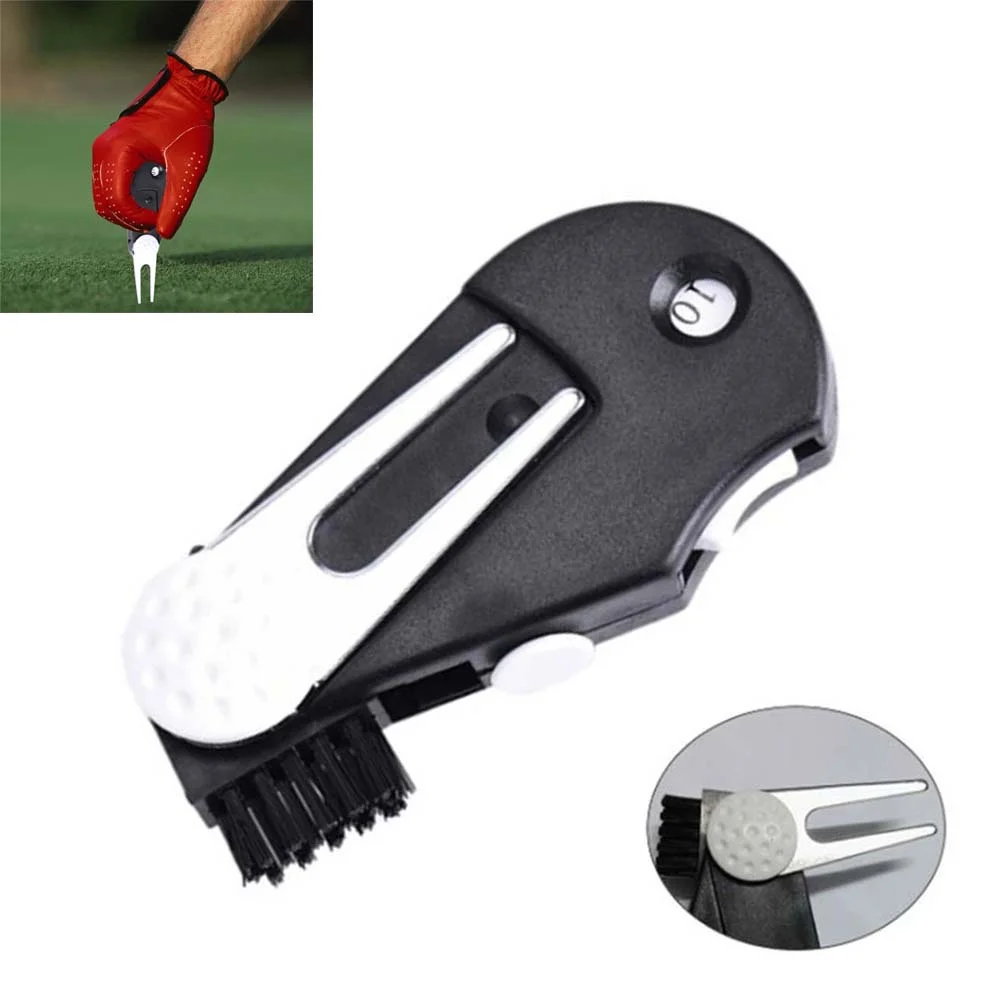 Divot Repair Tool With Brush Green Fork Score Counter Golf Pitch Accessories