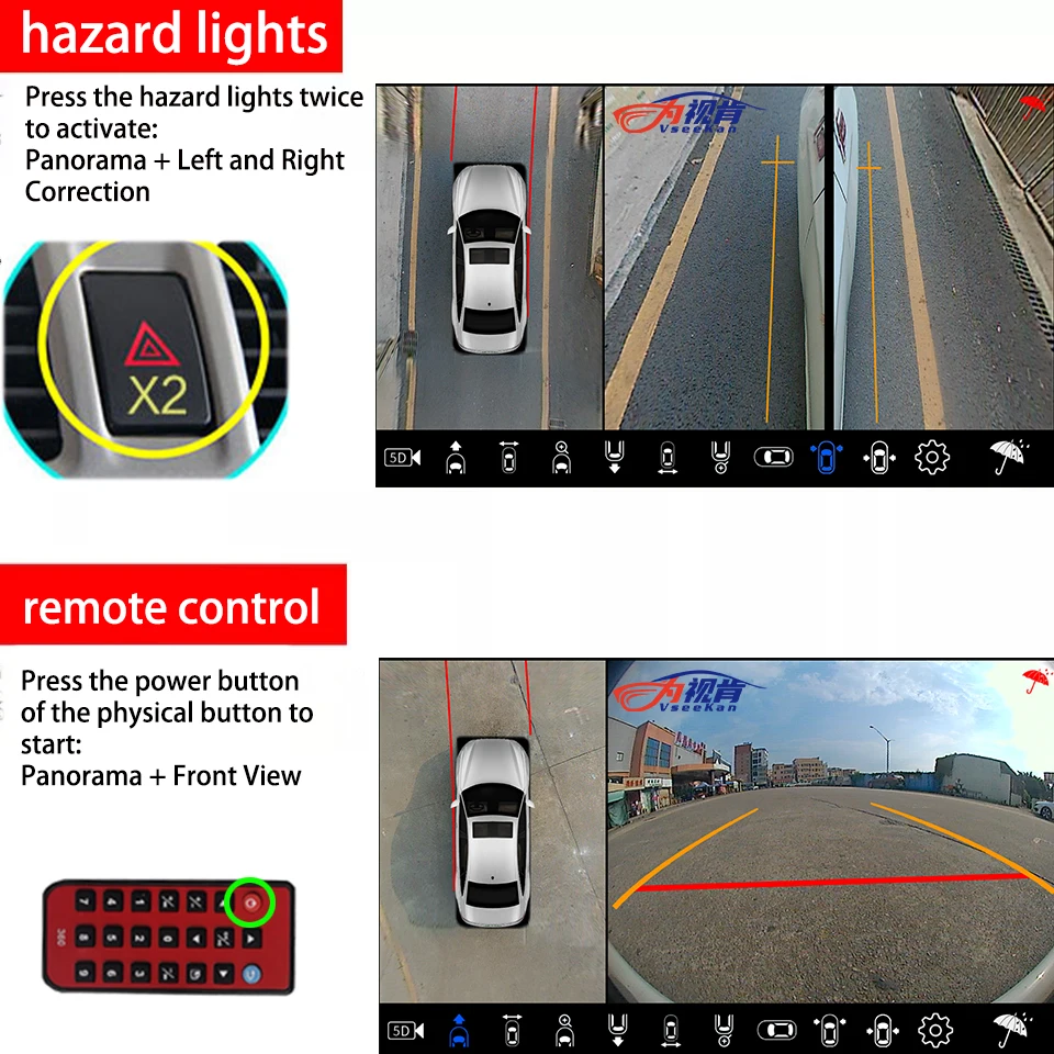 

360 camera for car 360°Bird View 3D car birdview system Rear View Camera 1080P 3D HD Night Vision Front View Camera Surround