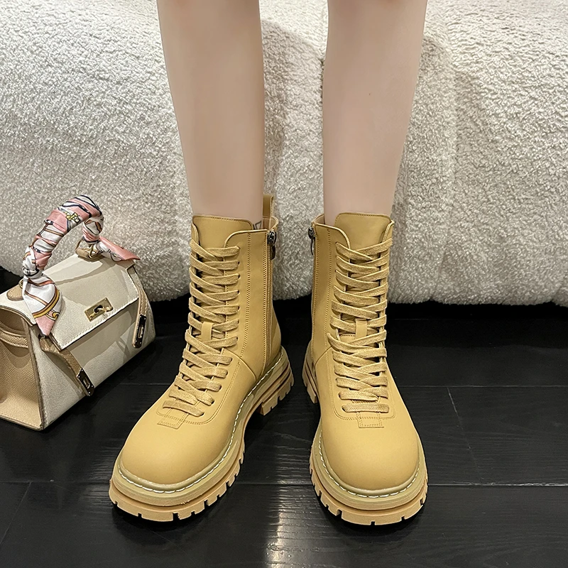 2022 Botas De Mujer British Style Korean Style Thick Sole Thin Shoes Motorcycle Ankle Boots Fashion Cool Women's New Boots 35-39
