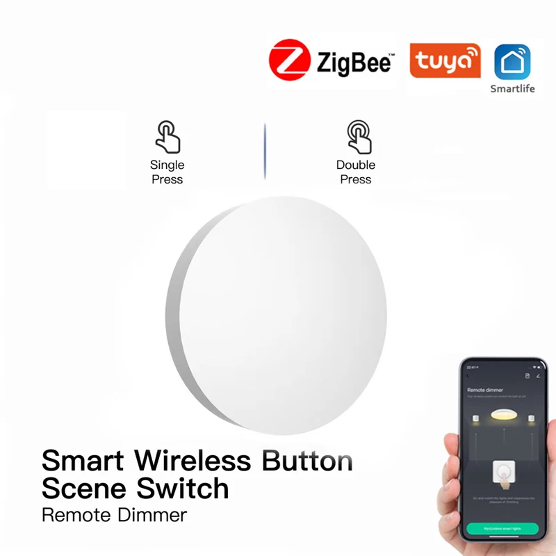 

Умный беспроводной кнопочный выключатель Tuya ZigBee, дистанционное управление одним ключом, сцена, контроллер для умного дома с Alexa Google Home