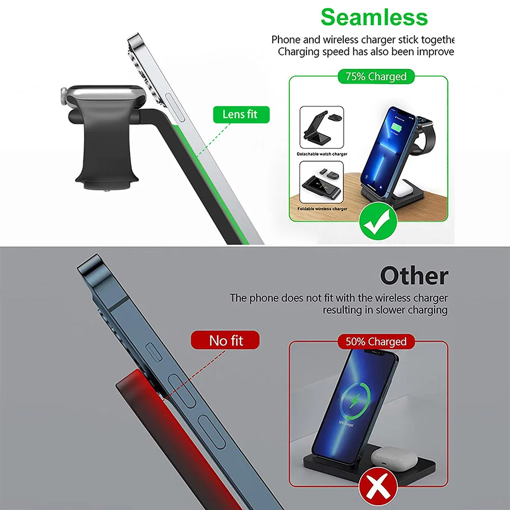 Беспроводное зарядное устройство 30 Вт подставка для Apple Watch 7 6 SE Airpods Pro 3 в 1