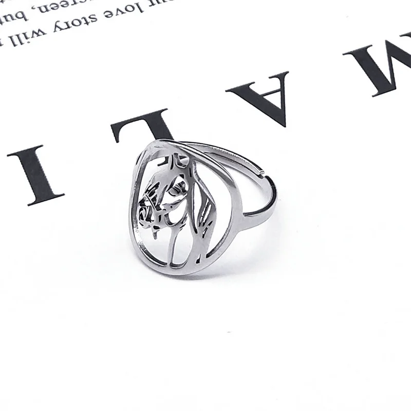 AFAWA Регулируемое Серебряное Кольцо Из Нержавеющей Стали В Форме Лошади Унисекс