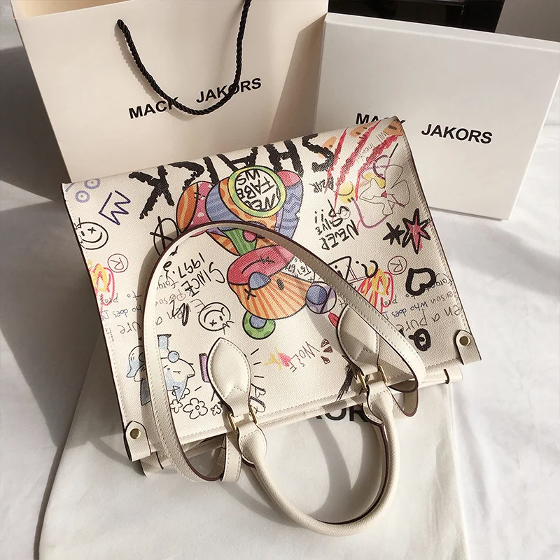 Tote Bag Luxury Designer Bag Tote Handbags Shoulder Bags Brands Shopper Purses Crossbody Bags for Women Little Bear Graffiti