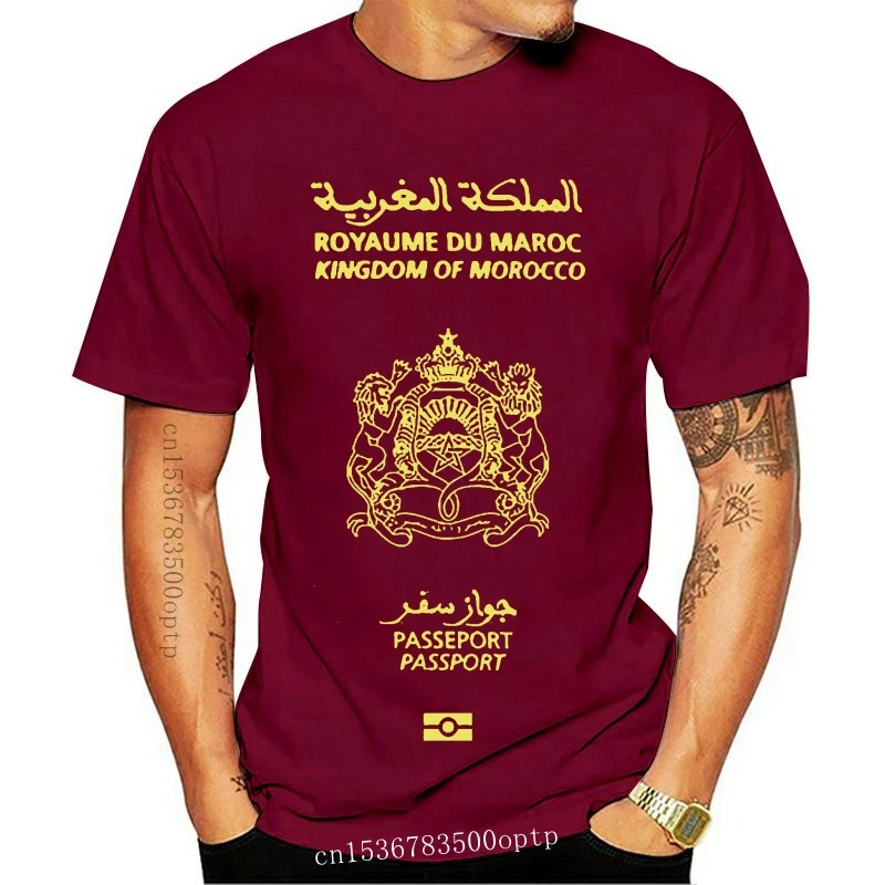 

Новинка, Мужская футболка с коротким рукавом, футболка с марокканским паспортом, футболка унисекс, футболки, топы, женская футболка