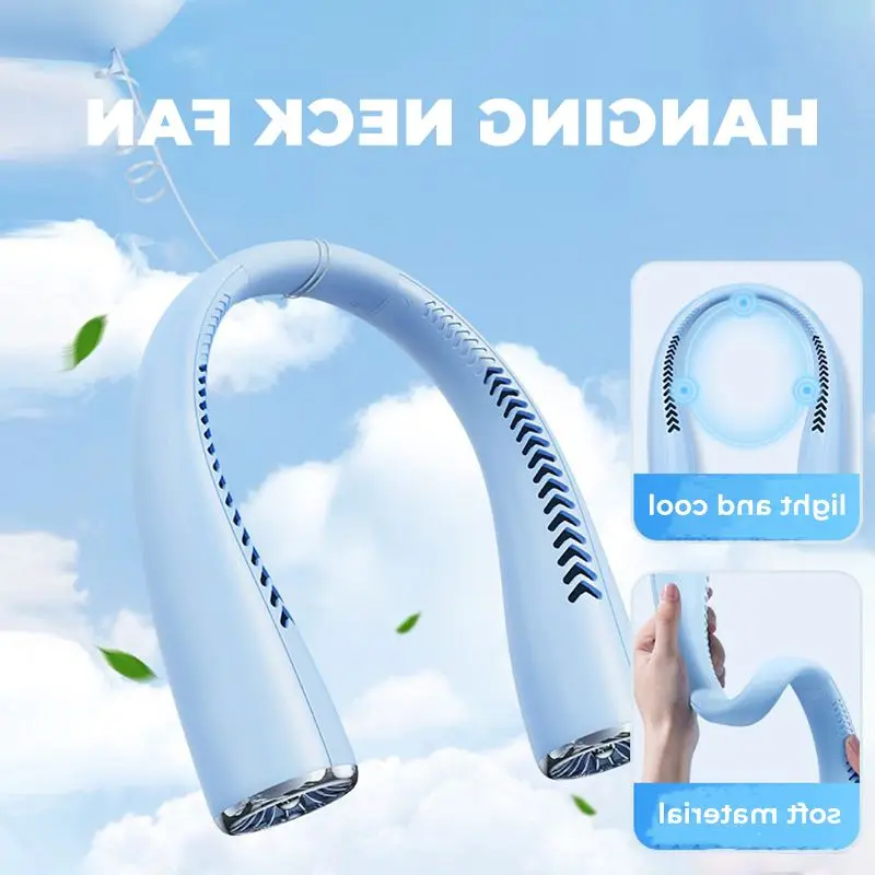 

Portable Neck Fan Sports Mini Wireless Electric Fans Personal Bladeless Air Conditioner USB Rechargeable 3-Speed Fan For Outdoor