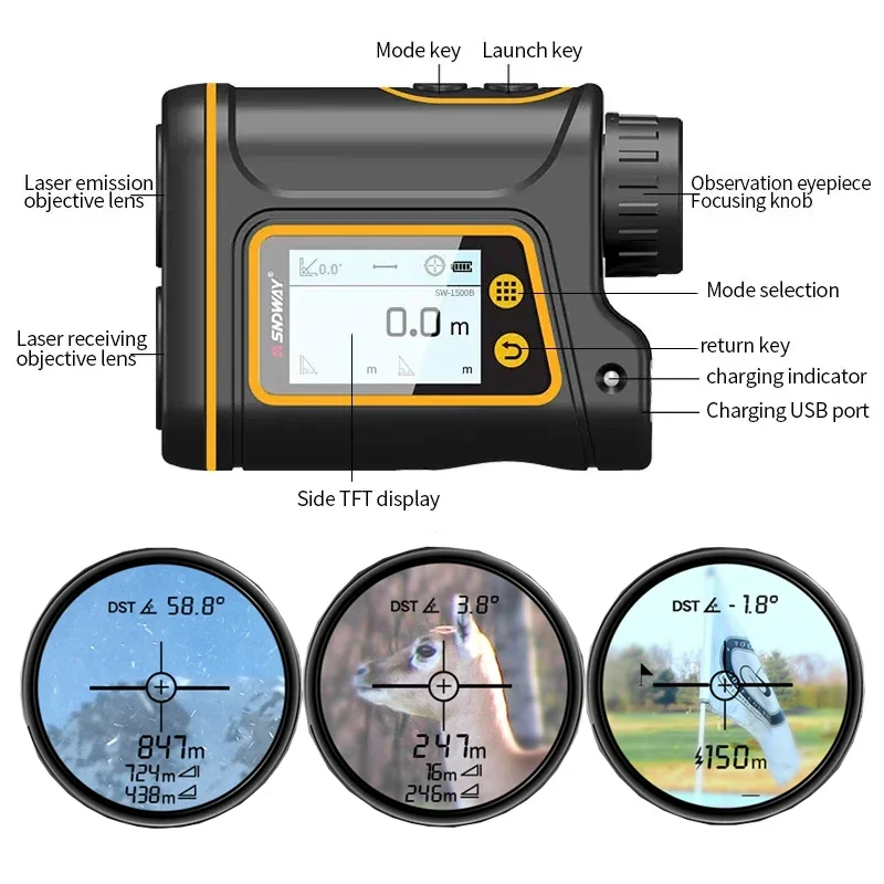 SNDWAY Дальномер для гольфа SW 1000B 1500B Сенсорный экран Цифровой дальномер Лазерный