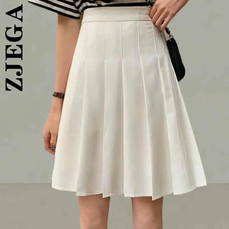 

Женские плиссированные юбки Zjega до колен с высокой талией в стиле преппи Харадзюку Y2k, летние женские юбки для косплея