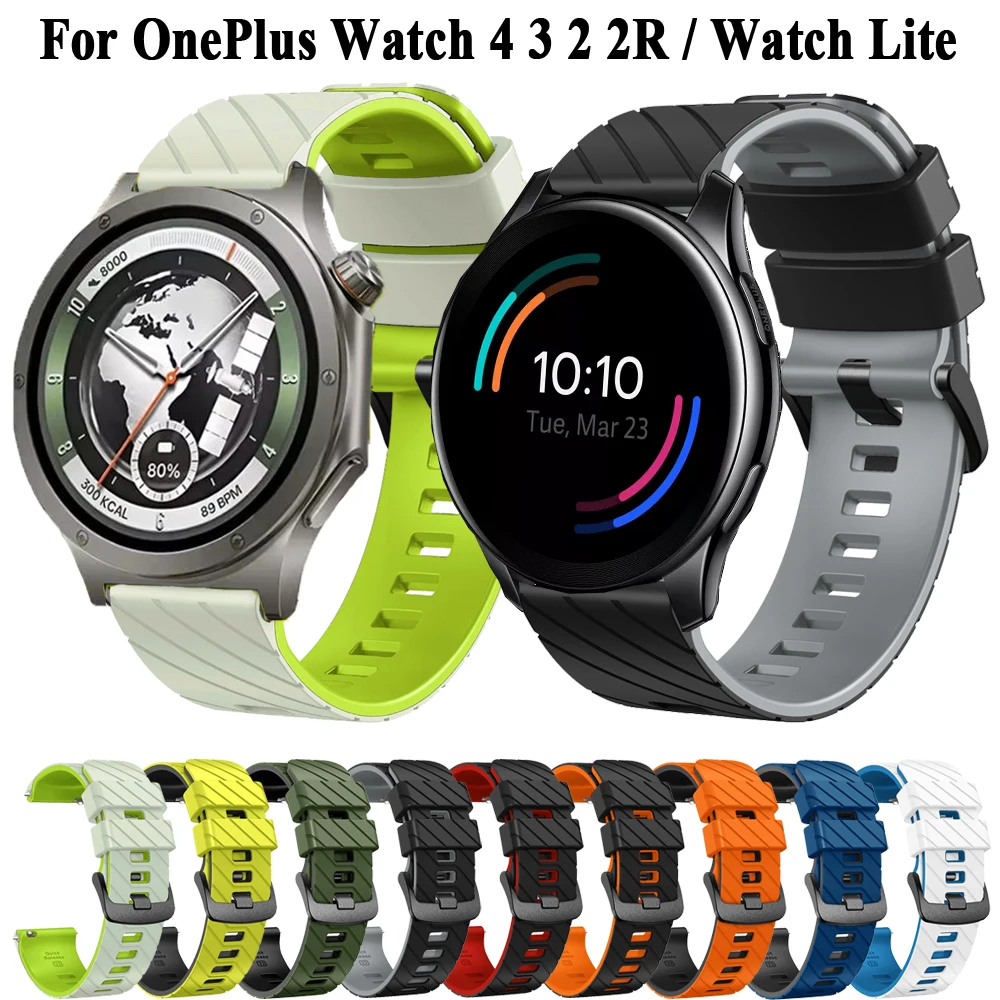 Фото Спортивный силиконовый ремешок для часов 22 мм для OnePlus Watch 4, 3, 2, 2R, сменный браслет, ремешок для часов OnePlus Watch Lite, аксессуар №1