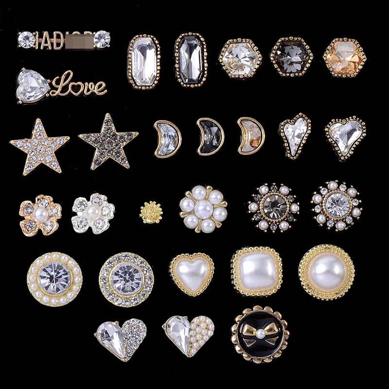 

10 Pcs/Lot Alloy Creative Gold Rhineston Pendant Buttons Ornaments Jewelry Earrings Choker Hair DIY Jewelry Accessories Handmade