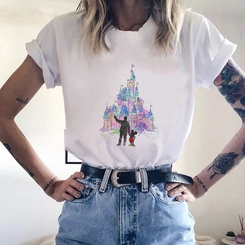 

Disneyland Mickey Print Aesthetic Clothes For Women Short Sleeve Fall Casual T-shirt Harajuku Korean Trend Ulzzang Lady Shirt