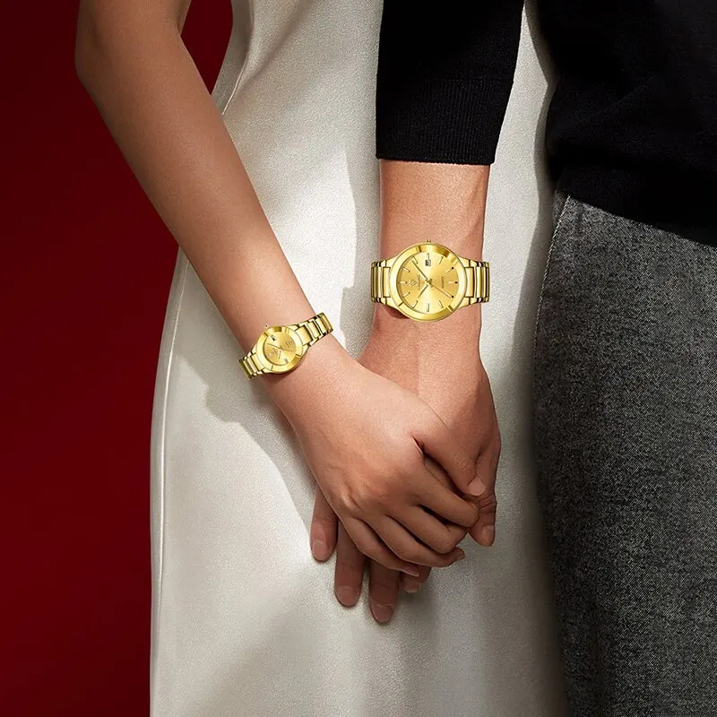 Роскошные золотые кварцевые часы LIEBIG из нержавеющей стали женские и мужские