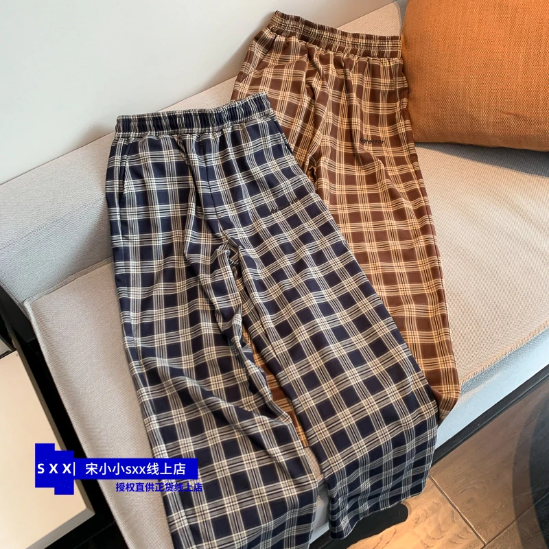 

ADER ERROR pants female male spring and summer new loose casual wear up thin retro plaid straight drape unisex models pants