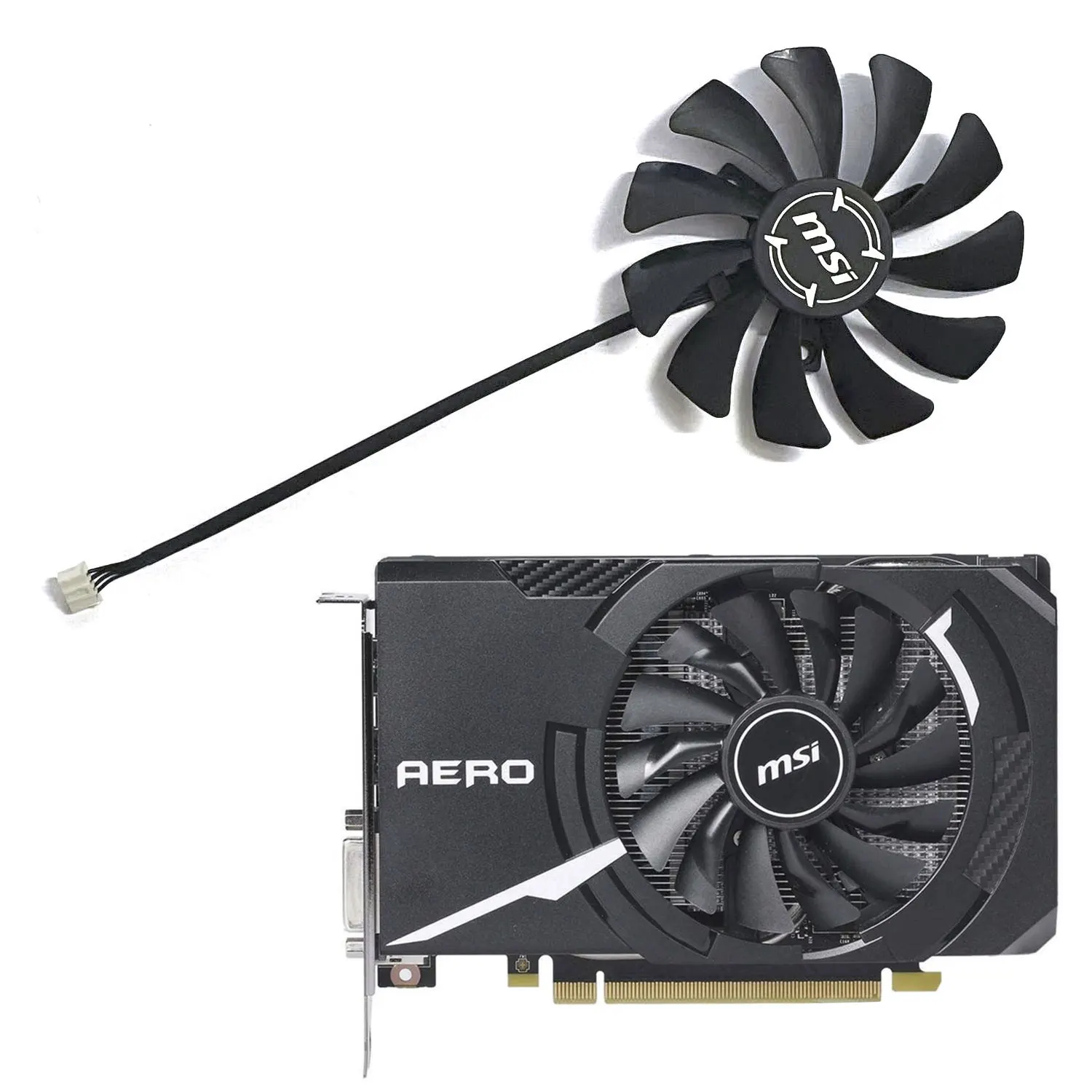 

Новый заменяемый вентилятор MSI GTX1060 Aero ITX для графического процессора, 85 мм, 4 контакта, HA9010H12SF-Z для MSI RX 560 GTX 1050 Aero ITX, вентилятор для графическо...