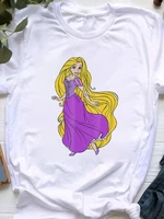 women t shirt summer popular disney princess girl rapunzel cartoon t shirt white printing all match female tshirt comfy trendy