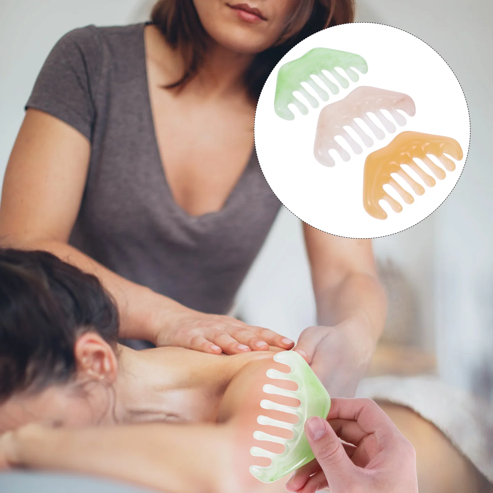 

3 Pcs Massage Tools Comb Acupoint Scraping Hair Beauty Plate Resin Practical Board Body Guasha Massager Man