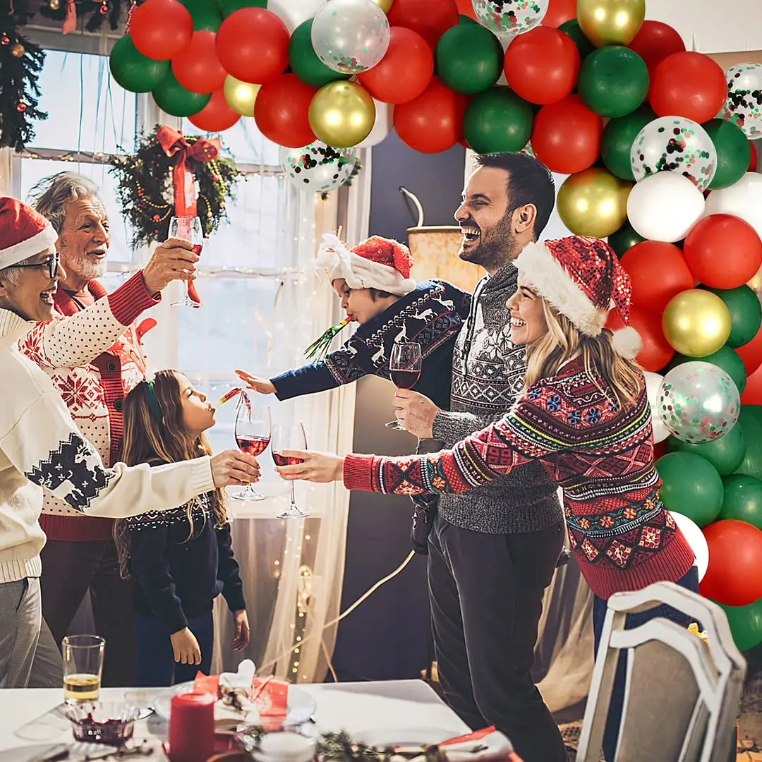 Красный зеленый белый конфетти фотоарки день рождения свадьба Рождество Новый