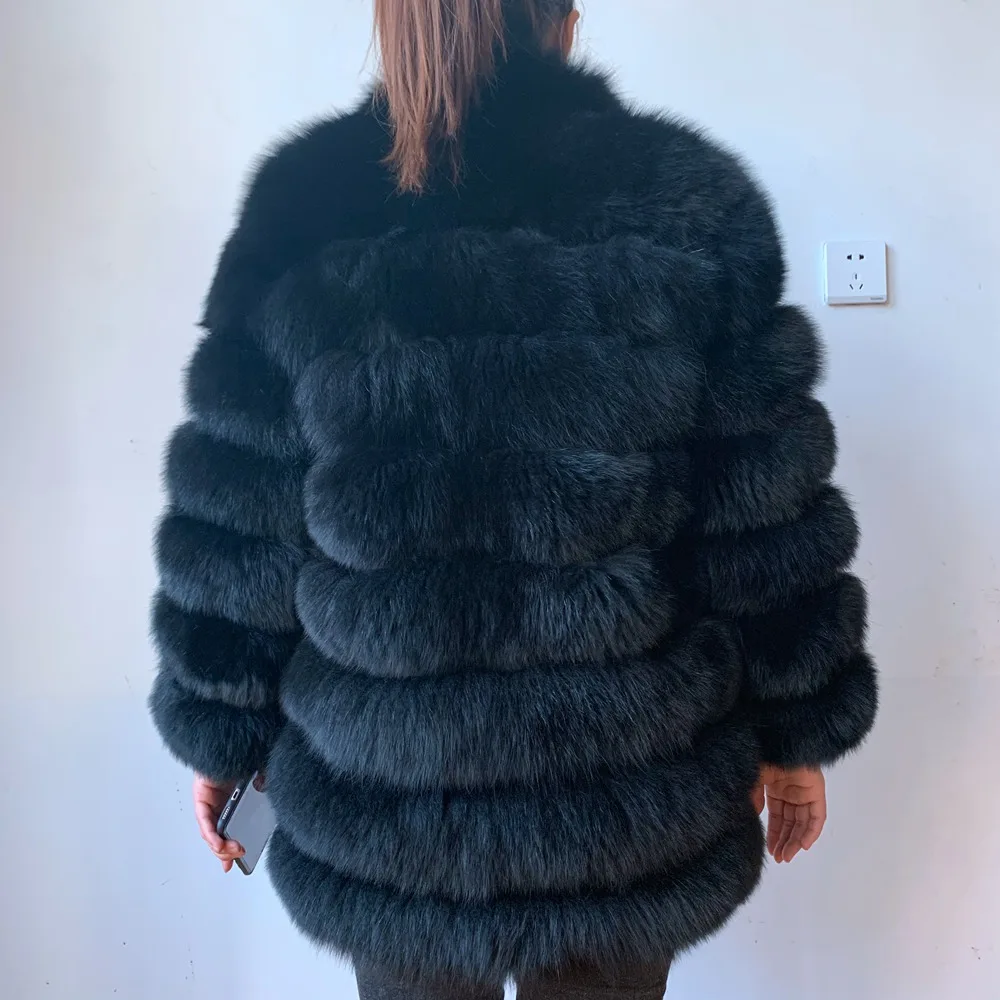 70CM NEW style 4in1 real fur coats Women Natural Real Fur Jackets Vest Winter Outerwear Women fox fur coat high quality fur