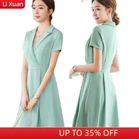 2022summer fashion short sleeve green dresses for women business work wear formal ol styles dress office ladies vestidos clothes