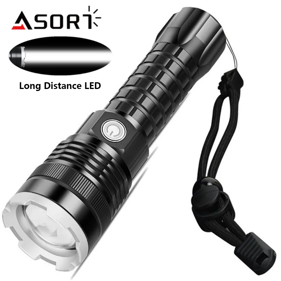 High Power Long Distance Torch Led Flashlights Light Long Rang Shot USB Rechargeable Zoomable Flashlamp