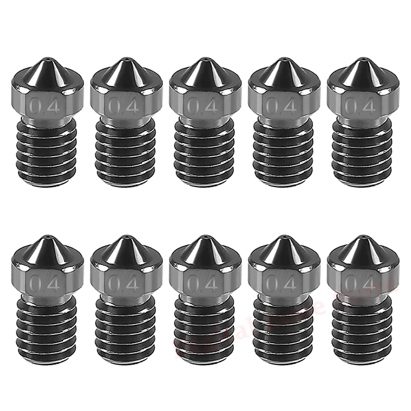 10 Pack 3D Printer E3D V6 Nozzles Hardened Steel Nozzles for Creality CR-10 Ender3 Prusa i3 Anycubic i3 Mega Chiron Priter