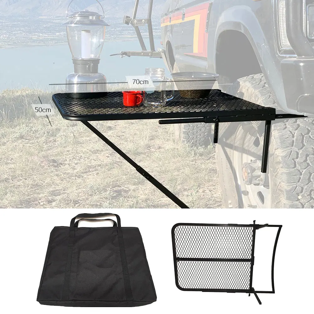 Outdoor Tire Desk Wheel Table 70*50cm Vehicle Camping Travel Tailgating Outdoor Work Table Picnic Folding Table to Use On Tire
