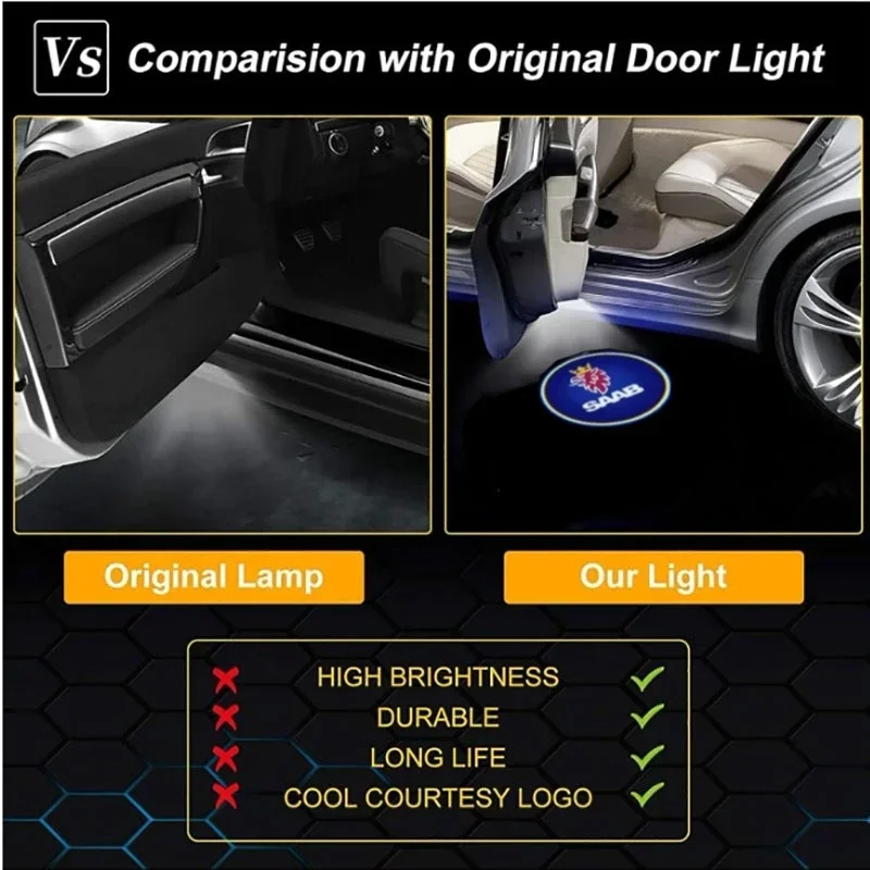 2x автомобильный дверной светильник с логотипом проекция Ghost Shadow приветственный