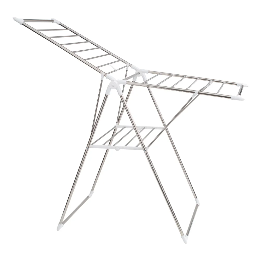 

Metal and Plastic Collapsible Drying Rack, Silver and Black
